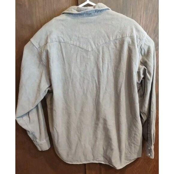 Western Shirt Mens XL Gray Heavy Flannel Chamois Workwear Outdoors Pearl Snap - Picture 5 of 5